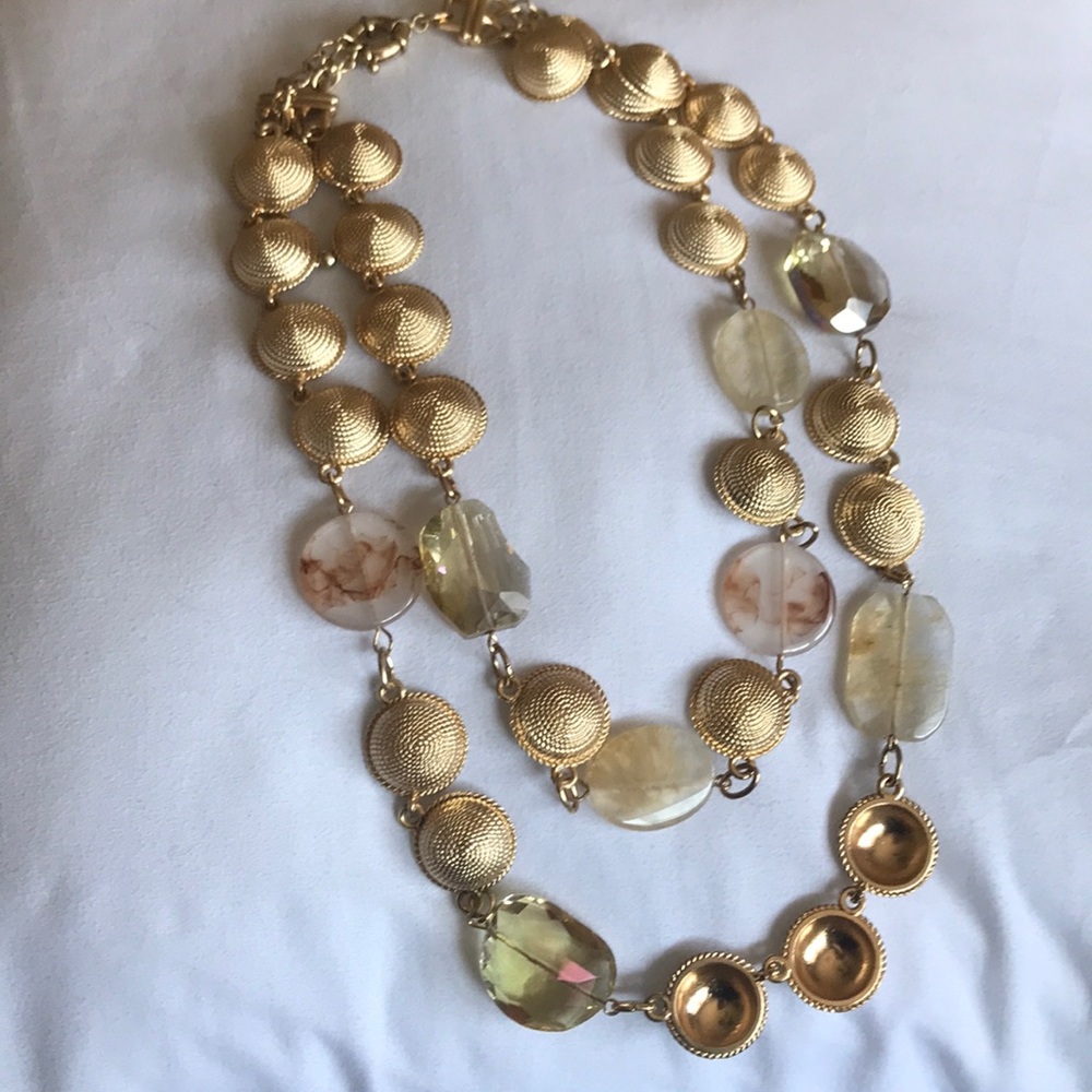 Gold and clear stone statement necklace